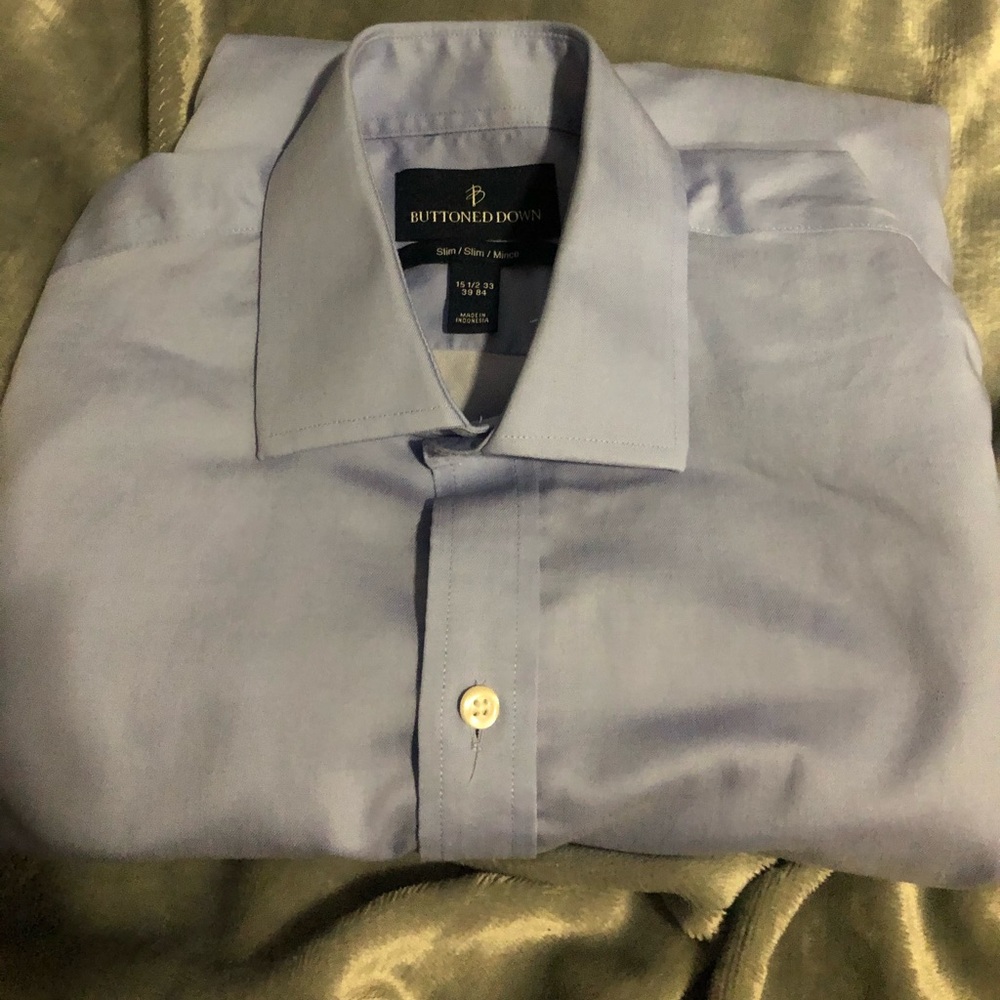 mens blue button down Slim shirt 33 Arm 15.5 Neck